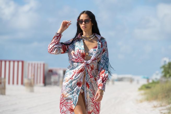 Thais Coral Mirage Gown